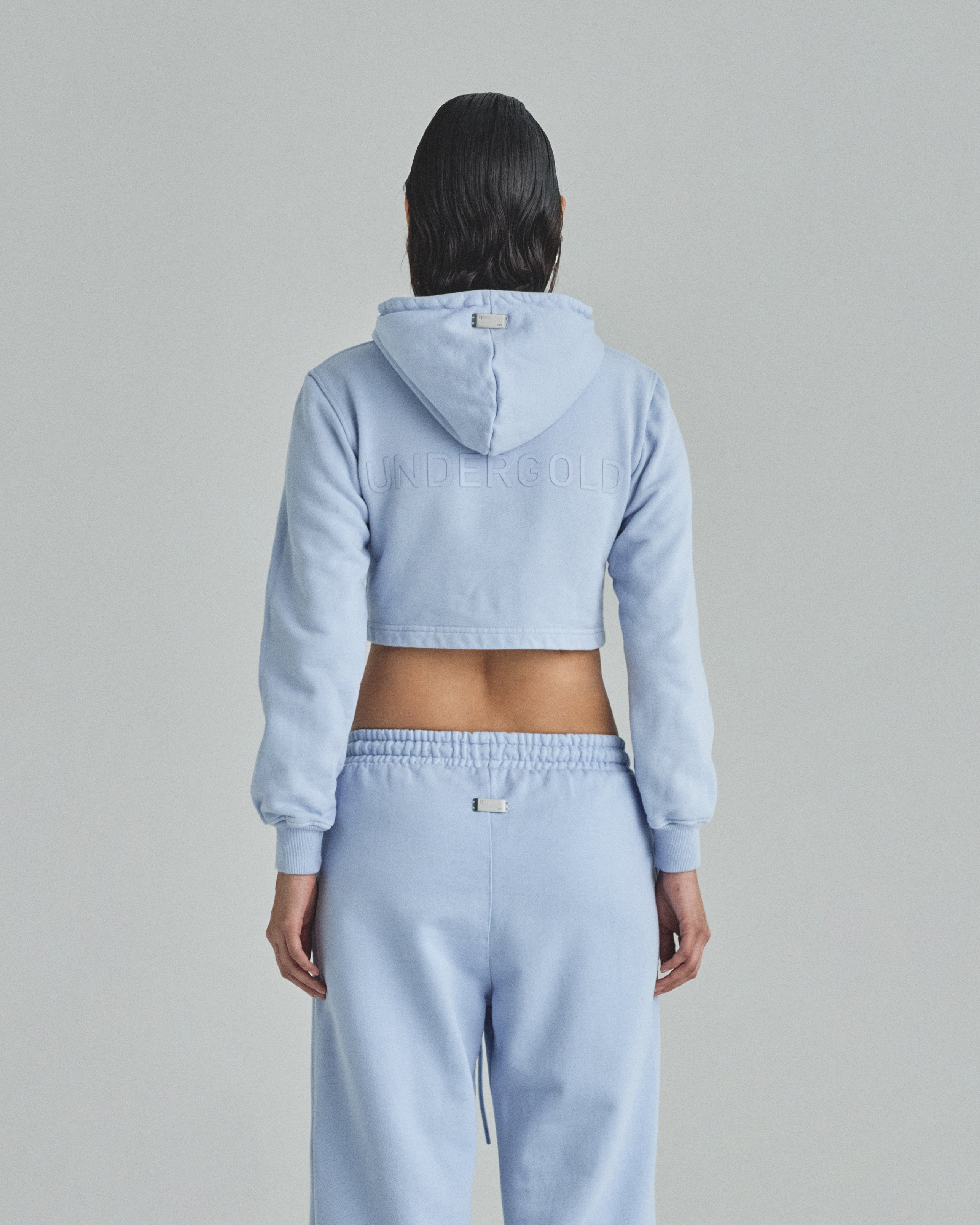 W Basics Undergold Zip Up Slim Fit Hoodie Light Blue