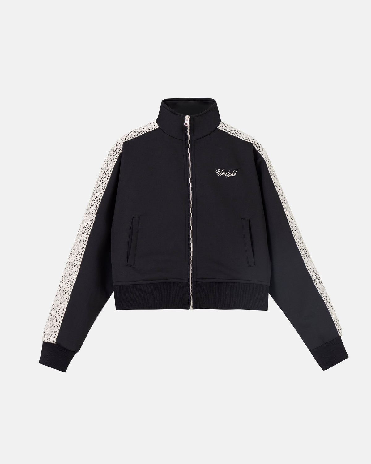 W Basics Undgld Lace-panel Track Jacket Black