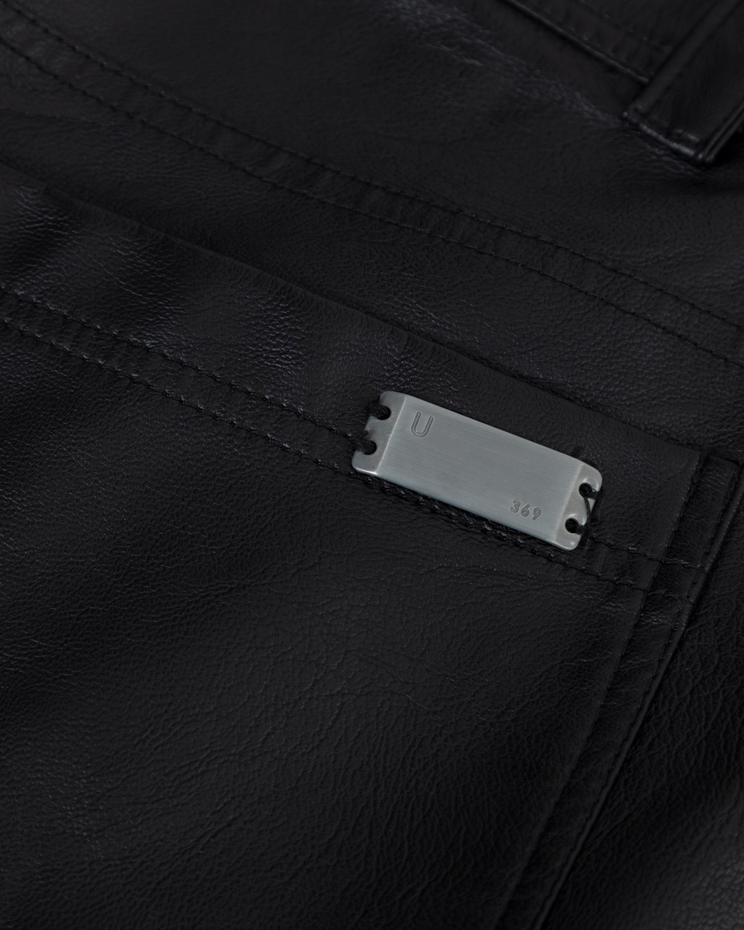 W Capsule Basic Pleather Wide Jeans Black