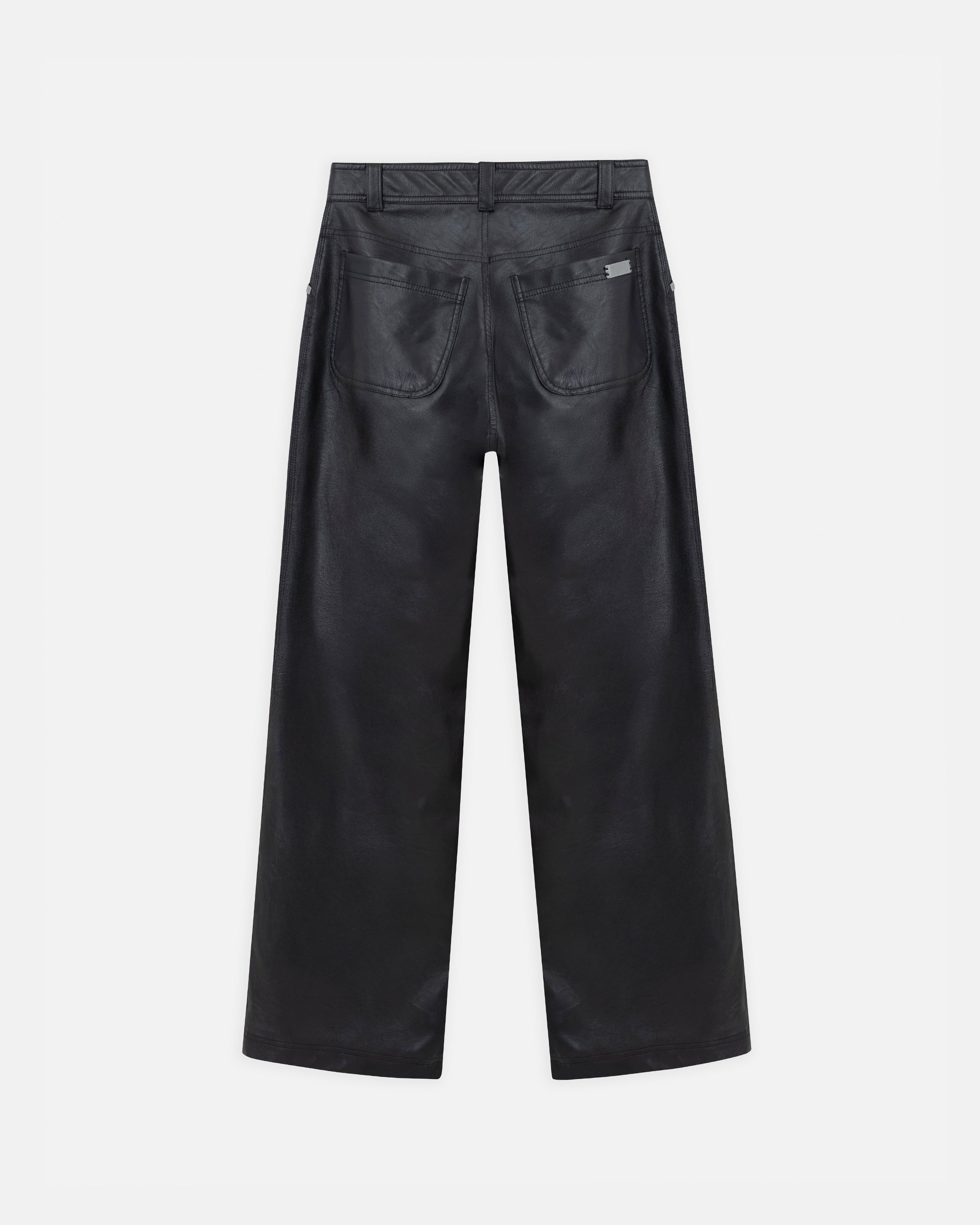 W Capsule Basic Pleather Wide Jeans Black