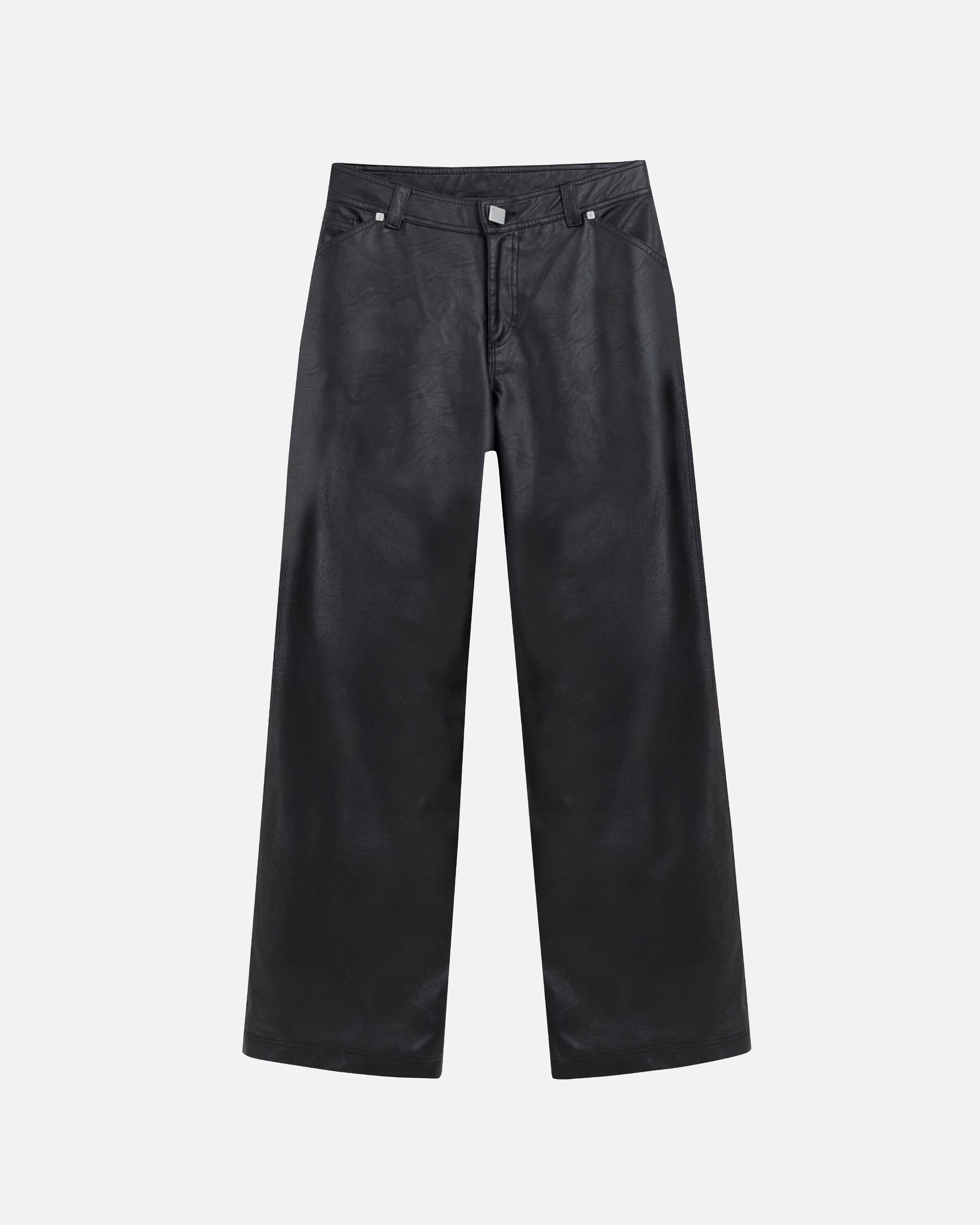 W Capsule Basic Pleather Wide Jeans Black