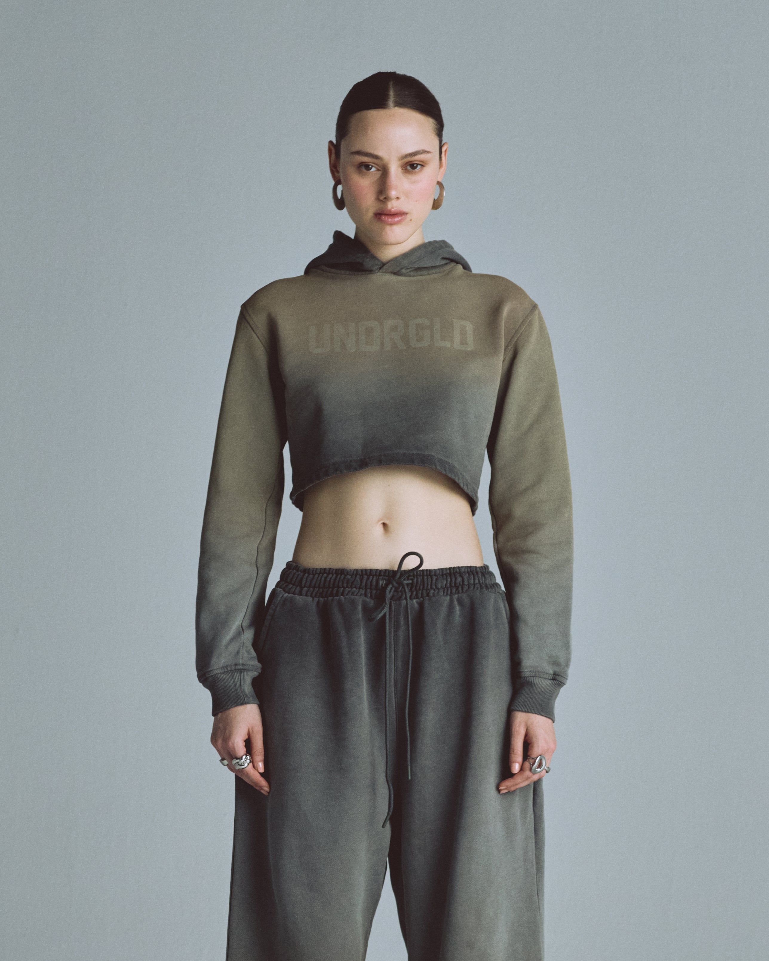 W Echoes UNDRGLD Slim Fit Hoodie Faded Olive