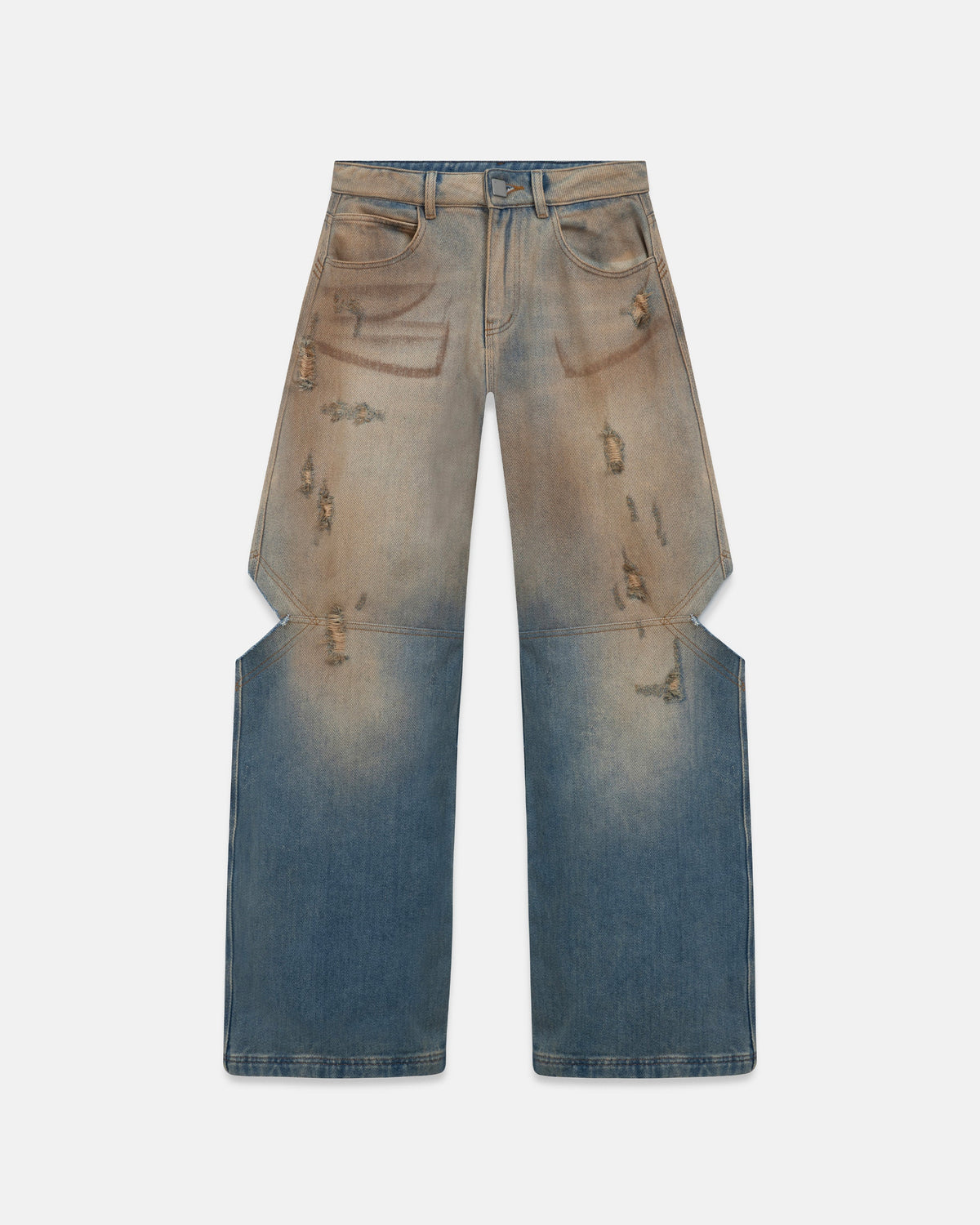 W Holy State Split Knee Wide Jeans Sand Blue