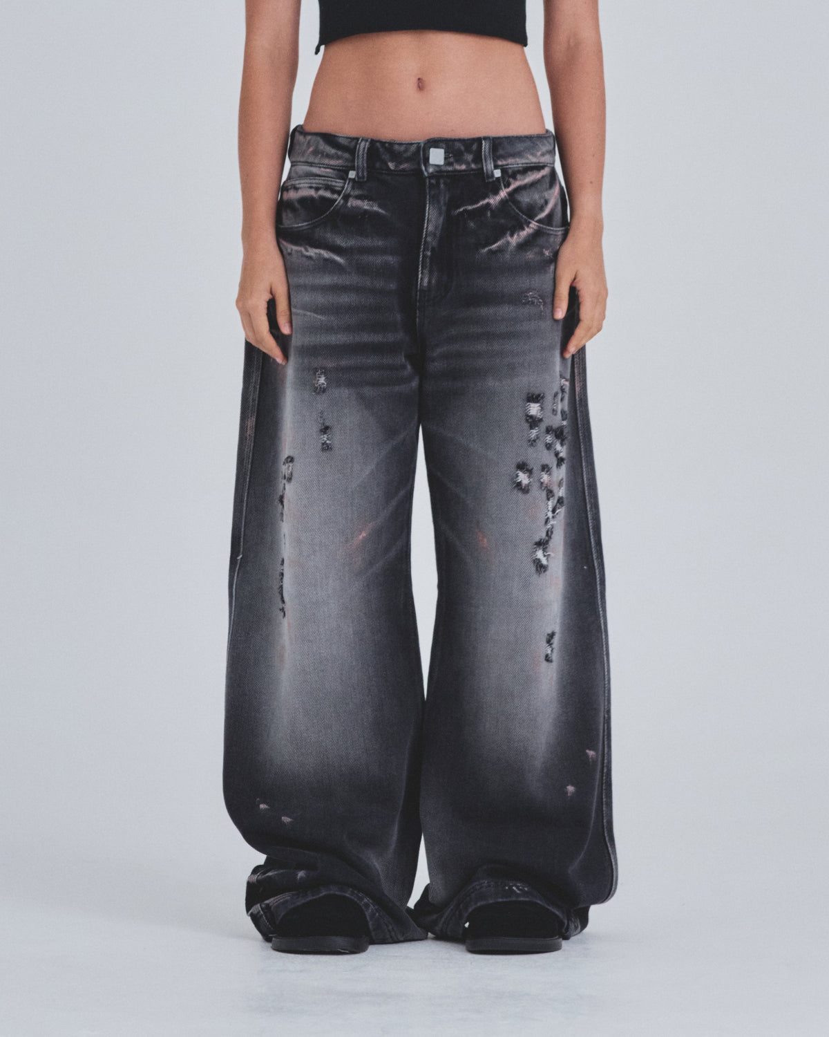 W Holy State U Wide Jeans Ash Black