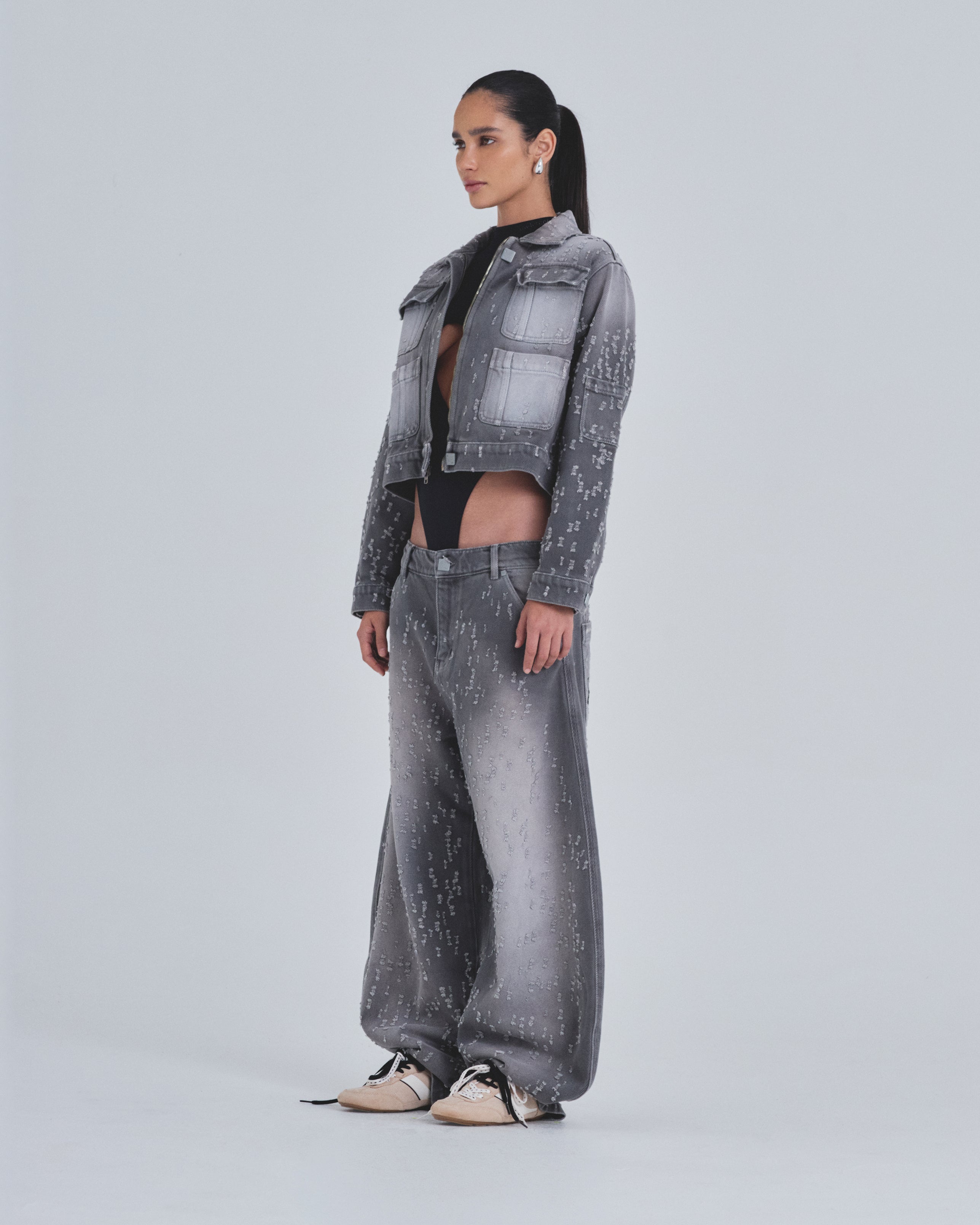 W Holy State UNDRGLD Ripped Jacket Washed Gray