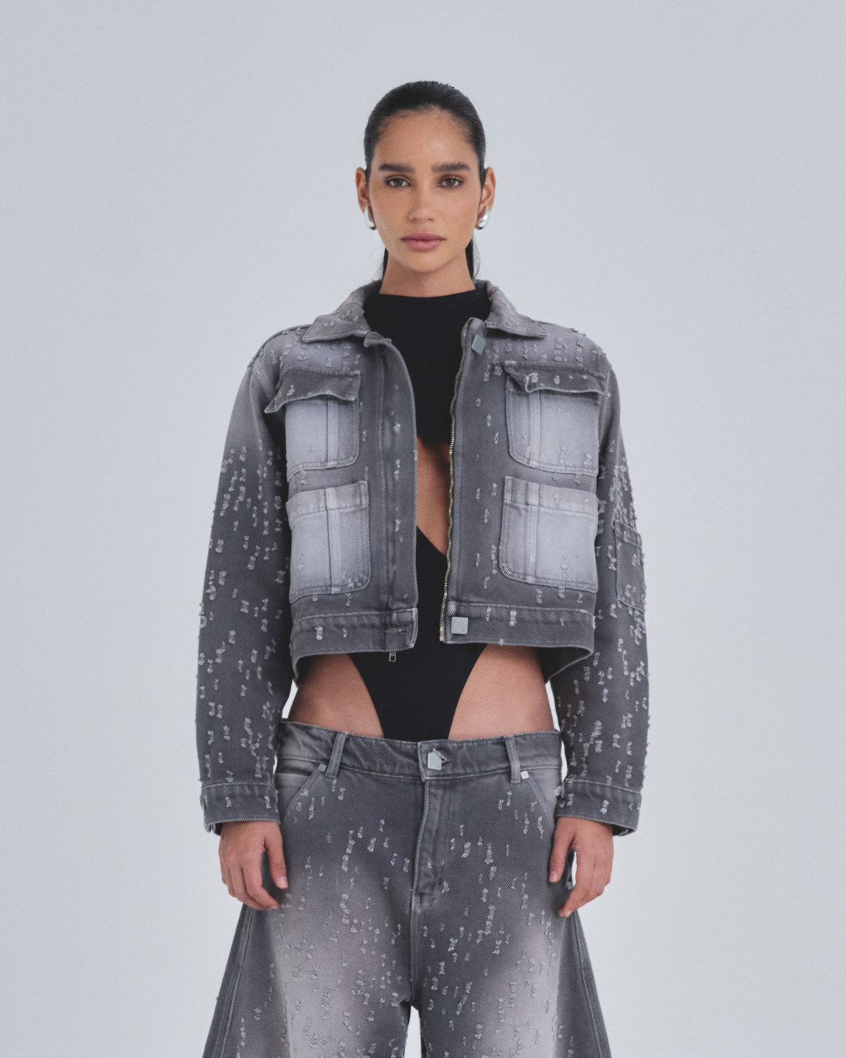W Holy State UNDRGLD Ripped Jacket Washed Gray