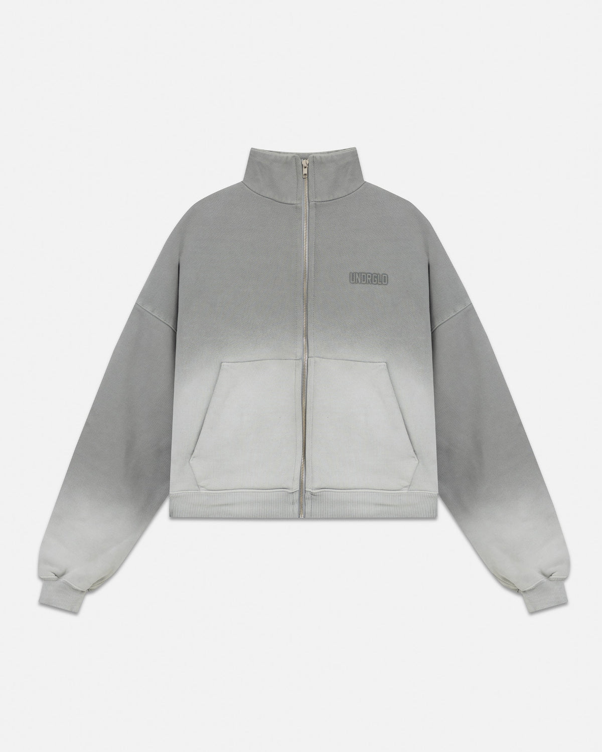 W Holy State UNDRGLD Turtle Neck Boxy Fit Hoodie Faded Gray