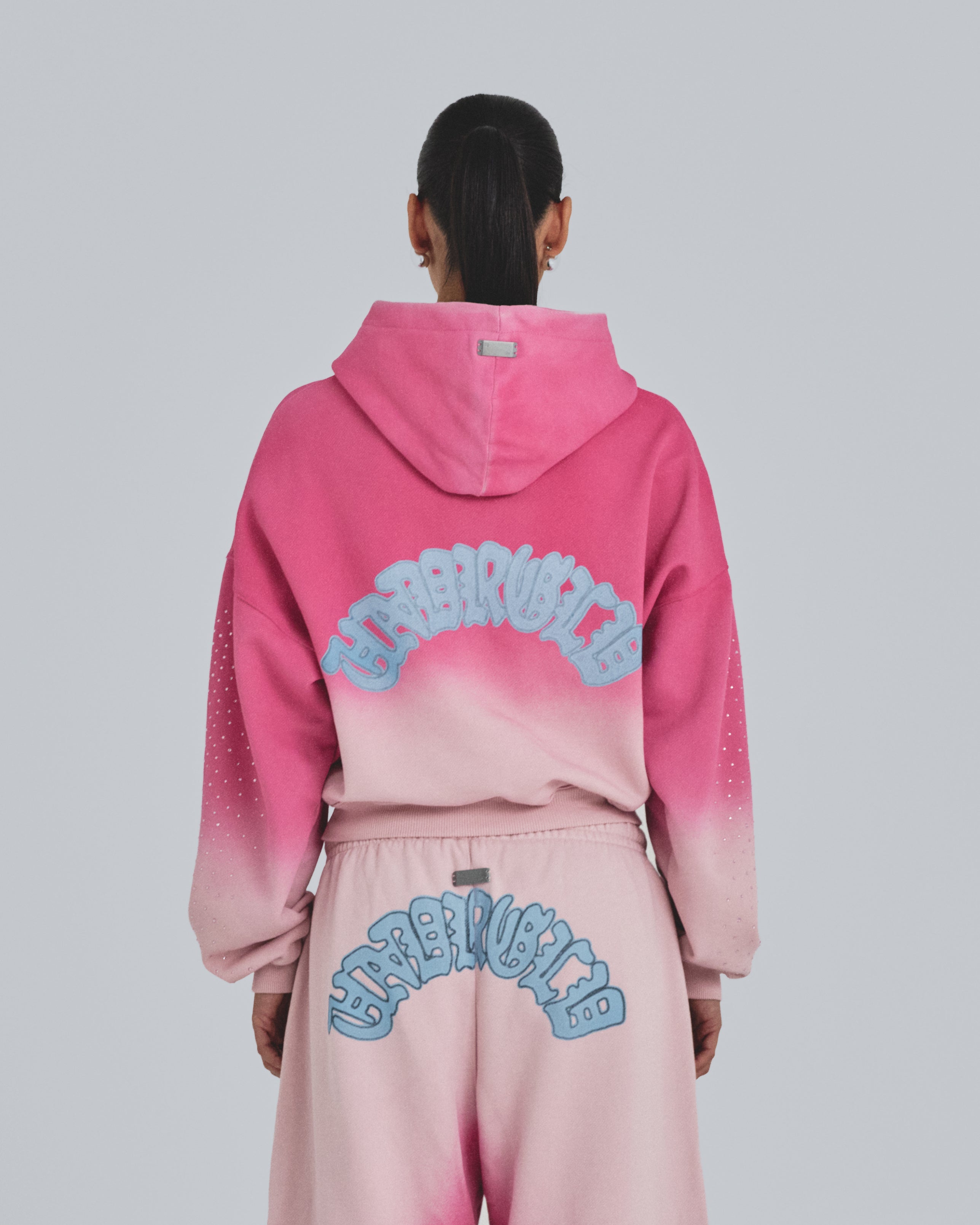 W Holy State UNDRGLD Zip Up Boxy Fit Hoodie Faded Pink