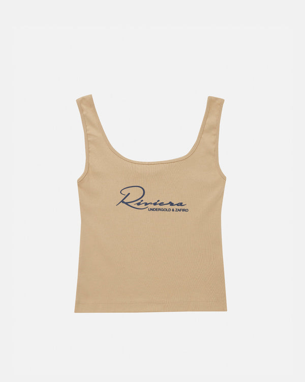 W Riviera Basic Ribbed Tank Top Cream