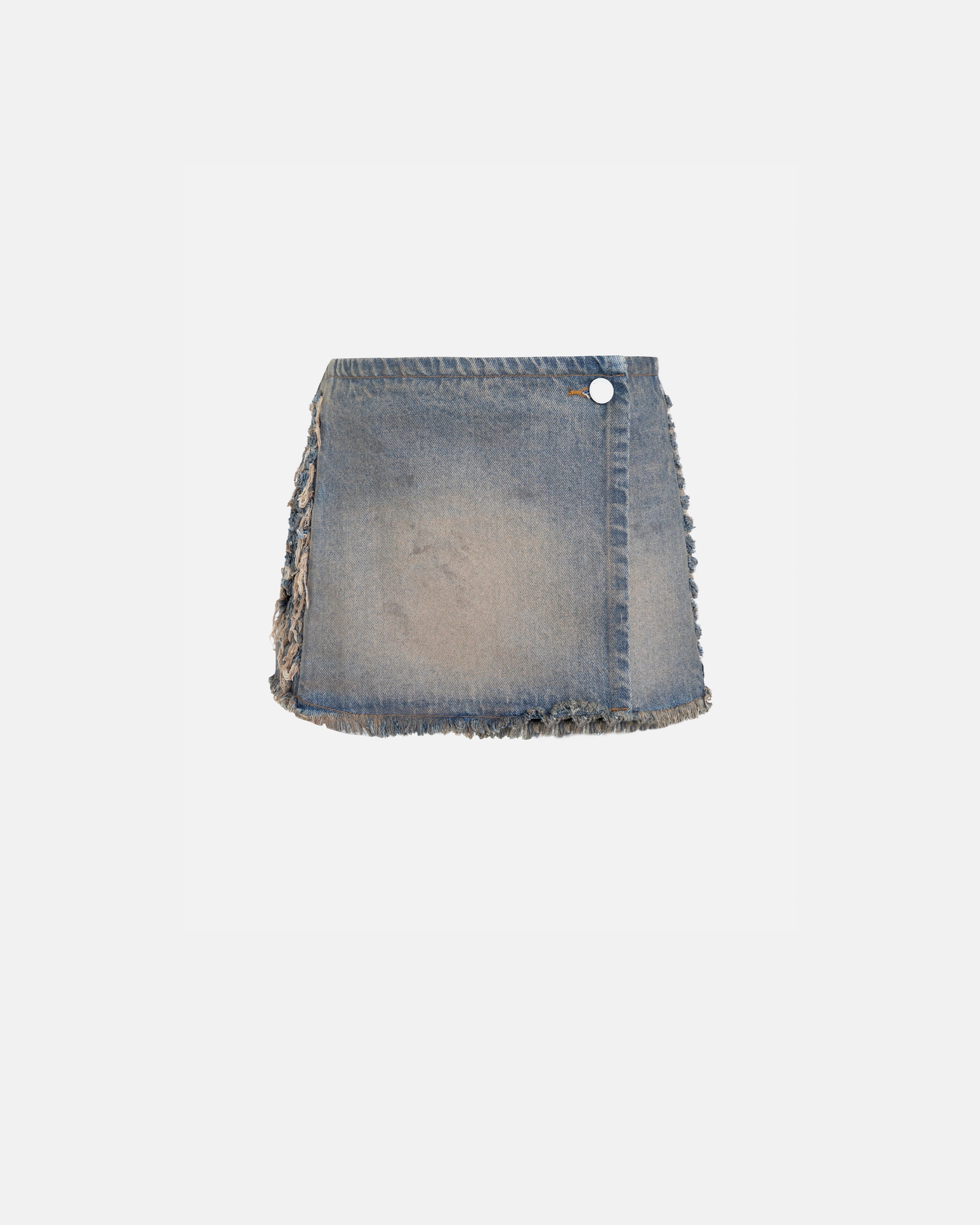 W Santa Union Basic Ripped Skirt Dirty Blue