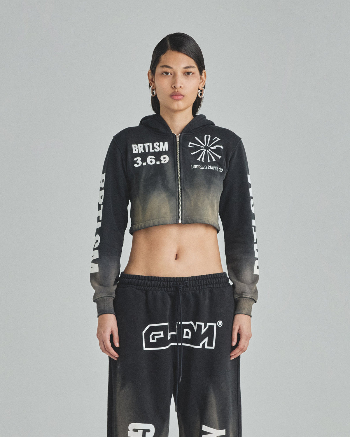 W Spring Pray 4 Love Zip Up Slim Fit Hoodie Sandblast Gray Flame