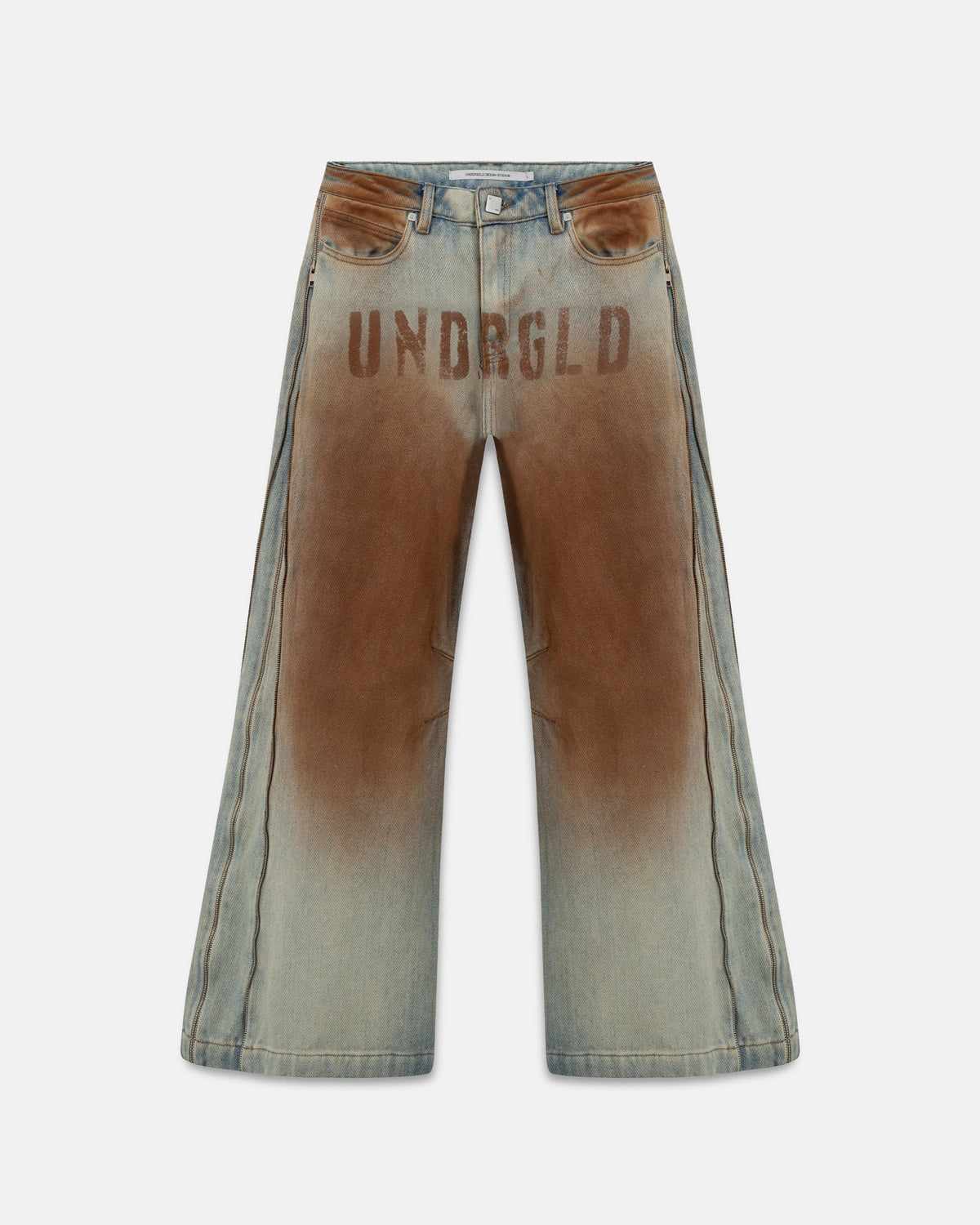W Spring UNDRGLD Low Rise Zip Up Wide Jeans Brown