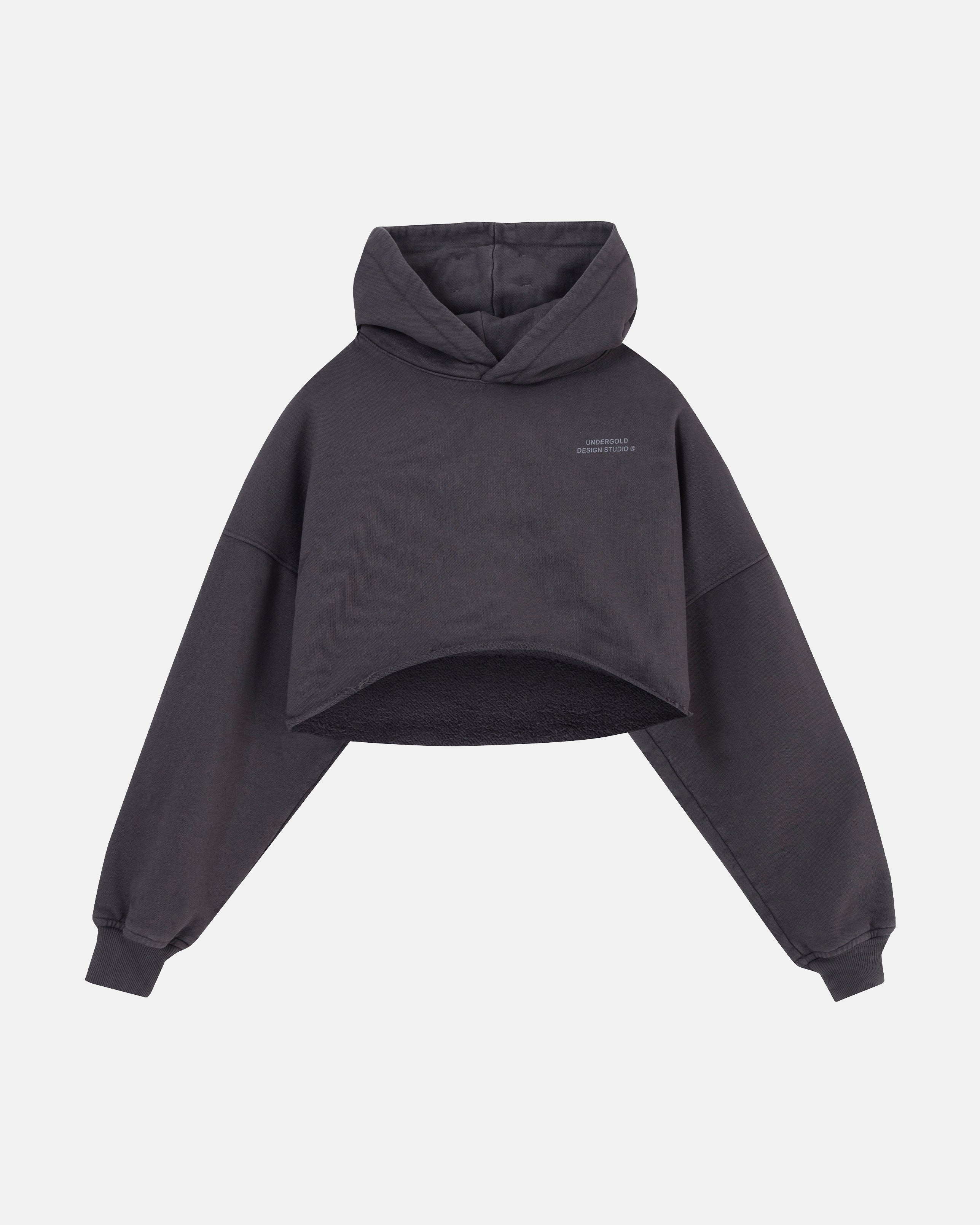 W Stardust Basic Cropped Hoodie Vintage Gray