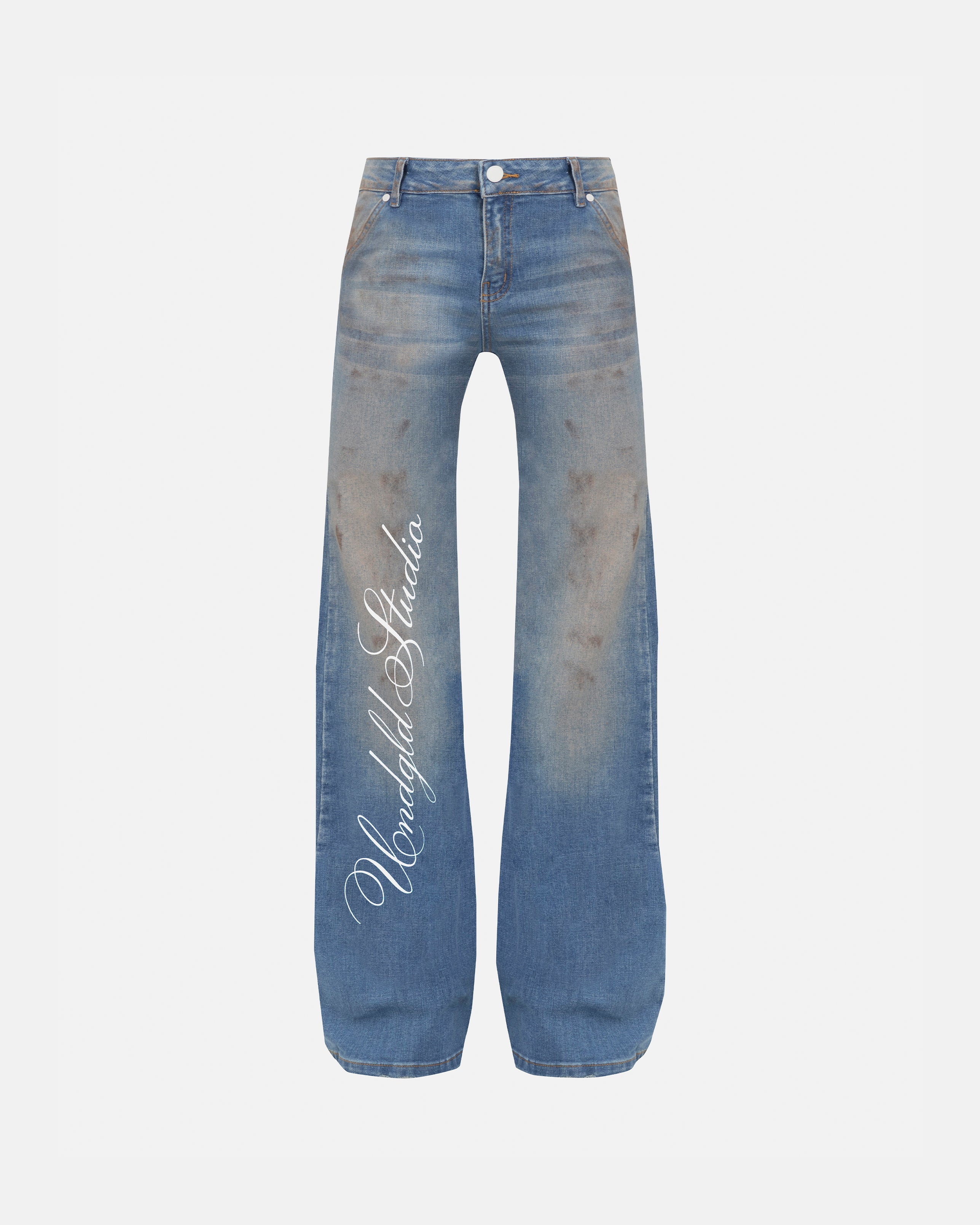 W Stardust Undgld Studio Flare Jeans Mechanic Blue