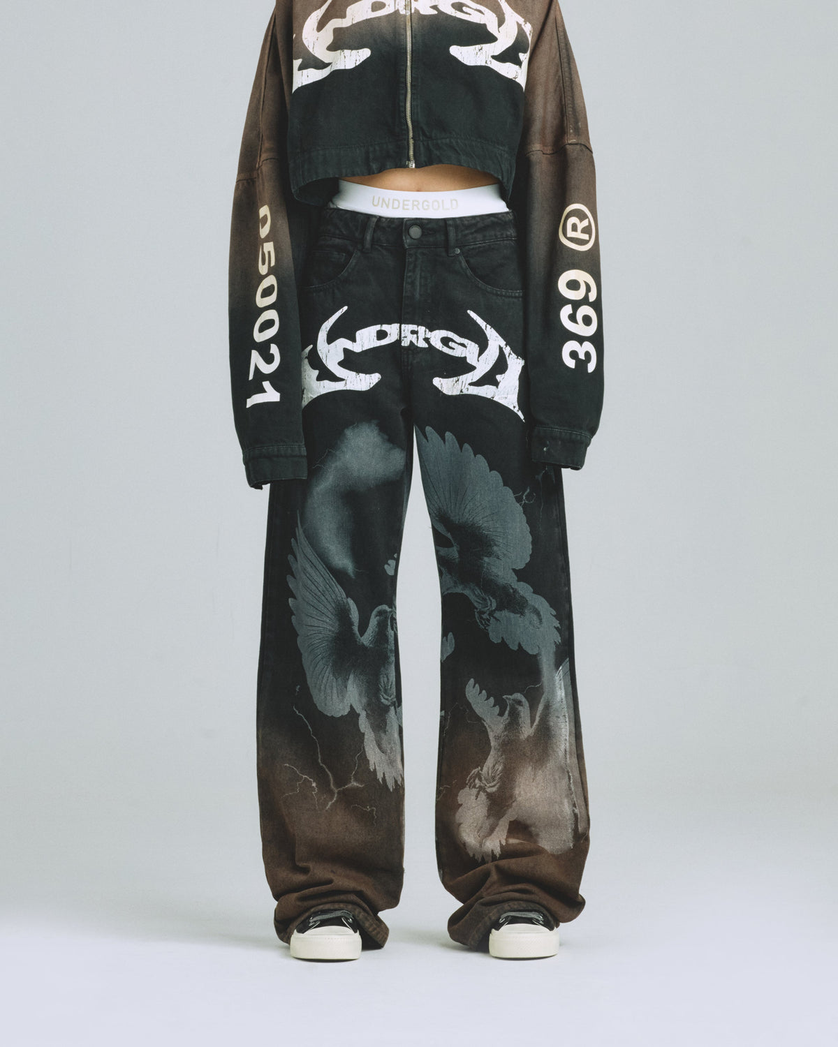 W Thunder Rider Pigeons Wide Jeans Rusty Black