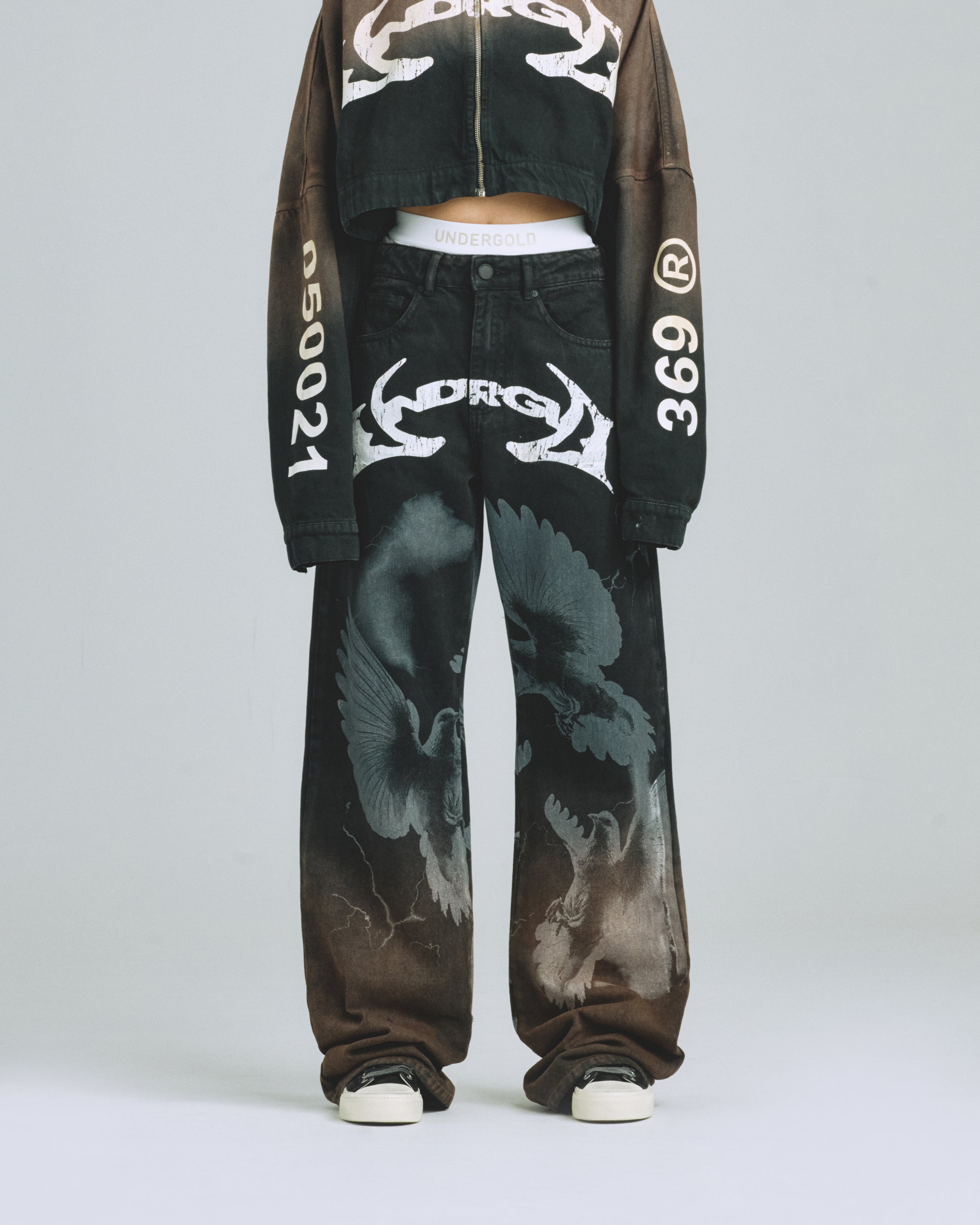 W Thunder Rider Pigeons Wide Jeans Rusty Black